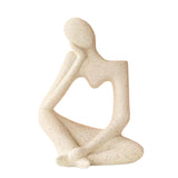 Maxbell Ceramic Vase Thinker Statue Abstract Art for TV Cabinet Living Room Decor beige