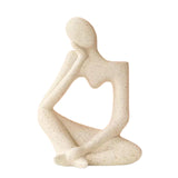 Maxbell Ceramic Vase Thinker Statue Abstract Art for TV Cabinet Living Room Decor beige
