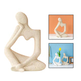 Maxbell Ceramic Vase Thinker Statue Abstract Art for TV Cabinet Living Room Decor beige