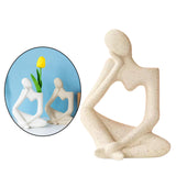 Maxbell Ceramic Vase Thinker Statue Abstract Art for TV Cabinet Living Room Decor beige