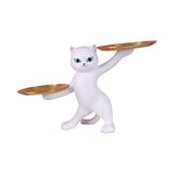 Maxbell Resin Cat Statues Figurine Sculptures Jewelry Storage Serving Tray White