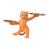 Maxbell Resin Cat Statues Figurine Sculptures Jewelry Storage Serving Tray Orange