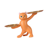 Maxbell Resin Cat Statues Figurine Sculptures Jewelry Storage Serving Tray Orange