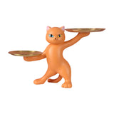 Maxbell Resin Cat Statues Figurine Sculptures Jewelry Storage Serving Tray Orange