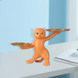 Maxbell Resin Cat Statues Figurine Sculptures Jewelry Storage Serving Tray Orange