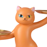 Maxbell Resin Cat Statues Figurine Sculptures Jewelry Storage Serving Tray Orange