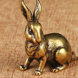 Maxbell Brass Bunny Statue Miniature Tea Table Sculpture Rabbit Figurines Artwork