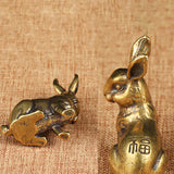 Maxbell Brass Bunny Statue Miniature Tea Table Sculpture Rabbit Figurines Artwork