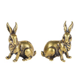 Maxbell Brass Bunny Statue Miniature Tea Table Sculpture Rabbit Figurines Artwork