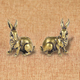 Maxbell Brass Bunny Statue Miniature Tea Table Sculpture Rabbit Figurines Artwork