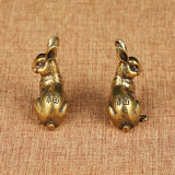 Maxbell Brass Bunny Statue Miniature Tea Table Sculpture Rabbit Figurines Artwork