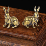 Maxbell Brass Bunny Statue Miniature Tea Table Sculpture Rabbit Figurines Artwork