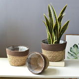 Maxbell Straw Planter Basket with Liners Plant Containers for Grocery M