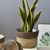 Maxbell Straw Planter Basket with Liners Plant Containers for Grocery M