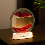 Maxbell Moving Sand Art Picture Night Light 3D Dynamic Display for Living Room Red