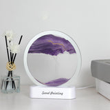 Maxbell Moving Sand Art Picture Night Light 3D Dynamic Display for Living Room Purple