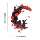 Maxbell Artificial Cat Wreath Home Party Decor Door Wreaths Wedding Easter Autumn Red Black