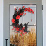 Maxbell Artificial Cat Wreath Home Party Decor Door Wreaths Wedding Easter Autumn Red Black