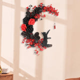 Maxbell Artificial Cat Wreath Home Party Decor Door Wreaths Wedding Easter Autumn Red Black