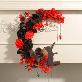 Maxbell Artificial Cat Wreath Home Party Decor Door Wreaths Wedding Easter Autumn Red Black