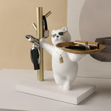 Maxbell Nordic Bear Storage Tray Key Holder Resin Bear Statue for Home Desktop Decor