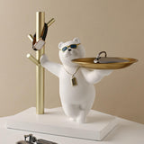 Maxbell Nordic Bear Storage Tray Key Holder Resin Bear Statue for Home Desktop Decor
