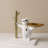 Maxbell Nordic Bear Storage Tray Key Holder Resin Bear Statue for Home Desktop Decor