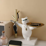 Maxbell Nordic Bear Storage Tray Key Holder Resin Bear Statue for Home Desktop Decor