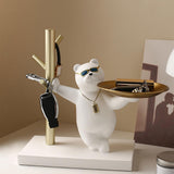 Maxbell Nordic Bear Storage Tray Key Holder Resin Bear Statue for Home Desktop Decor