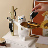 Maxbell Nordic Bear Storage Tray Key Holder Resin Bear Statue for Home Desktop Decor