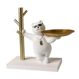 Maxbell Nordic Bear Storage Tray Key Holder Resin Bear Statue for Home Desktop Decor