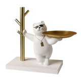 Maxbell Nordic Bear Storage Tray Key Holder Resin Bear Statue for Home Desktop Decor