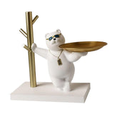 Maxbell Nordic Bear Storage Tray Key Holder Resin Bear Statue for Home Desktop Decor