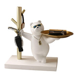 Maxbell Nordic Bear Storage Tray Key Holder Resin Bear Statue for Home Desktop Decor