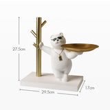 Maxbell Nordic Bear Storage Tray Key Holder Resin Bear Statue for Home Desktop Decor