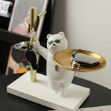 Maxbell Nordic Bear Storage Tray Key Holder Resin Bear Statue for Home Desktop Decor