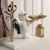 Maxbell Nordic Bear Storage Tray Key Holder Resin Bear Statue for Home Desktop Decor