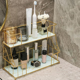 Maxbell Bathroom Organizer Rack Shower Caddy Shelf Makeup Storage Rack Coutertop White Gold