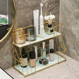 Maxbell Bathroom Organizer Rack Shower Caddy Shelf Makeup Storage Rack Coutertop White Gold