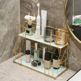 Maxbell Bathroom Organizer Rack Shower Caddy Shelf Makeup Storage Rack Coutertop White Gold