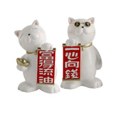 Maxbell 2x Lucky Cat Figurine Animal Statue Wealth Sculpture for Living Room Decor