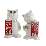 Maxbell 2x Lucky Cat Figurine Animal Statue Wealth Sculpture for Living Room Decor
