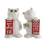 Maxbell 2x Lucky Cat Figurine Animal Statue Wealth Sculpture for Living Room Decor