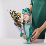 Maxbell Creative Girl Statue Figurines art crafts Desktop Salon Gift Gray