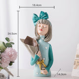 Maxbell Creative Girl Statue Figurines art crafts Desktop Salon Gift Gray