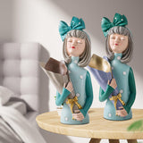 Maxbell Creative Girl Statue Figurines art crafts Desktop Salon Gift Gray