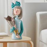 Maxbell Creative Girl Statue Figurines art crafts Desktop Salon Gift Gray