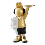 Maxbell Statue Storage Tray Figurine Sculpture Decor for Home TV Cabinet Restaurant Golden