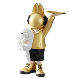Maxbell Statue Storage Tray Figurine Sculpture Decor for Home TV Cabinet Restaurant Golden