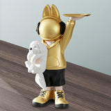 Maxbell Statue Storage Tray Figurine Sculpture Decor for Home TV Cabinet Restaurant Golden